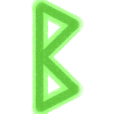 The Elder Furthark rune ᛒ or berkanan, in green with a lime green outline